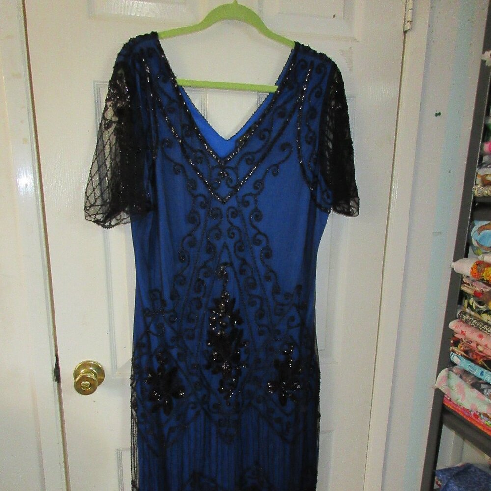 Babeyone Plus size Blue and Black Beads and Sequin dress. Size 3X . New w/ tags